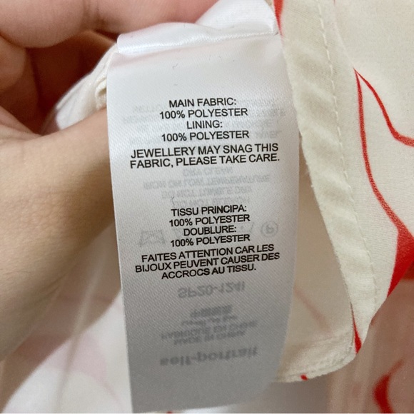 Self Portrait High Neck Printed Blouse Choker Detail Red/Ecru Size UK6/US 2 - Picture 11 of 14